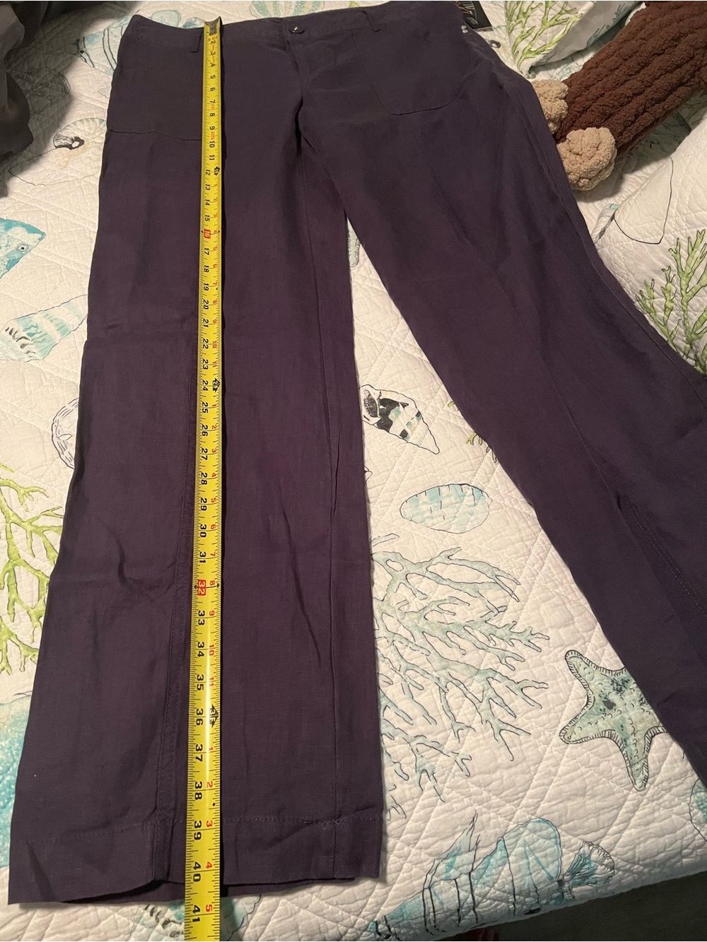 INC Brand Navy Blue Linen Pants. Size 10. NWT. - Picture 3 of 5